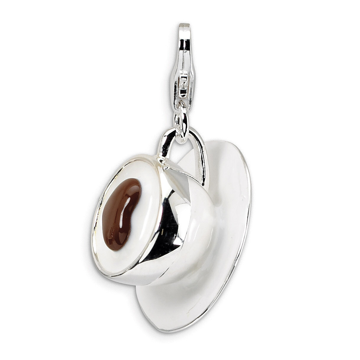 3-D Enameled Cappuccino Charm Sterling Silver QCC276 by Amore La Vita, MPN: QCC276, 883957332338