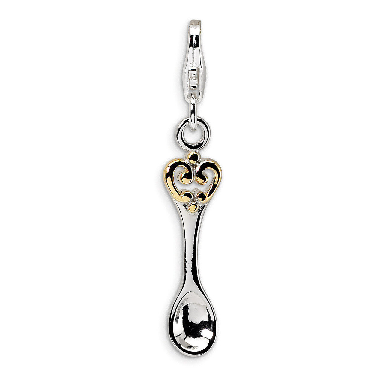 Gold-plated 3-D Spoon Charm Sterling Silver QCC279