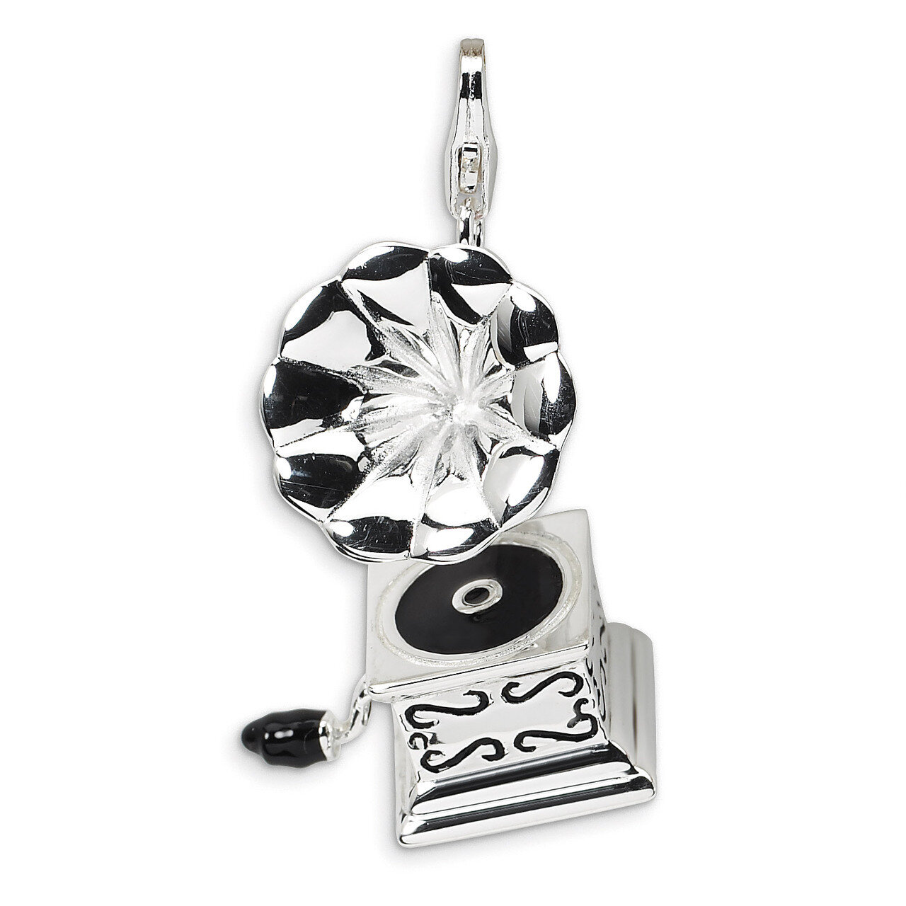 3-D Enameled Phonograph Charm Sterling Silver QCC289 by Amore La Vita, MPN: QCC289, 883957332468