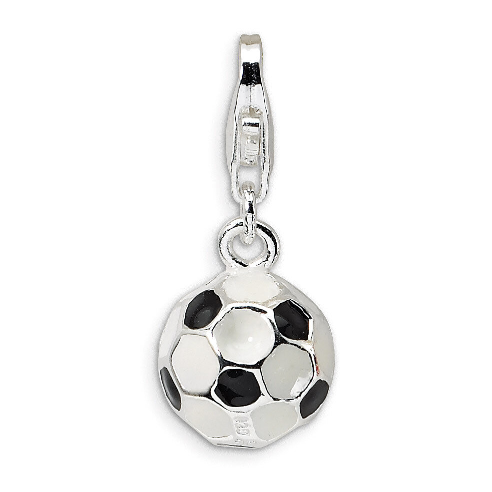 3-D Enameled Small Soccer Ball Charm Sterling Silver QCC299 by Amore La Vita, MPN: QCC299, 88395733…