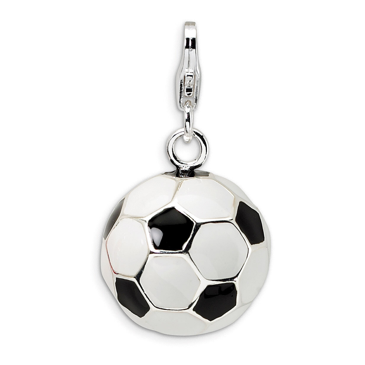 3-D Enamel Soccer Ball Charm Sterling Silver QCC301 by Amore La Vita, MPN: QCC301, 883957332581