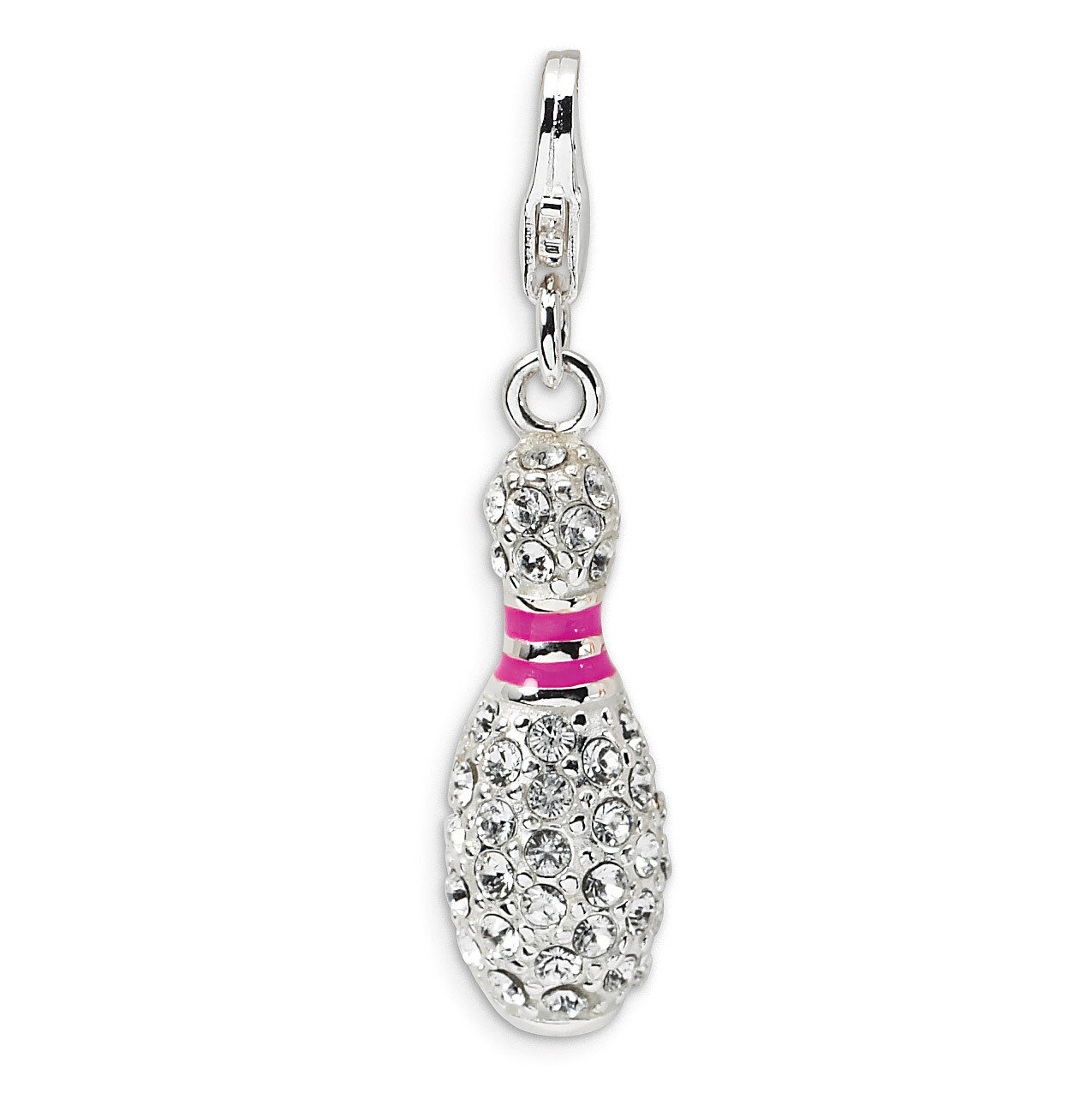 3-D Enameled Bowling Pin Charm Sterling Silver QCC314 by Amore La Vita, MPN: QCC314, 883957332710