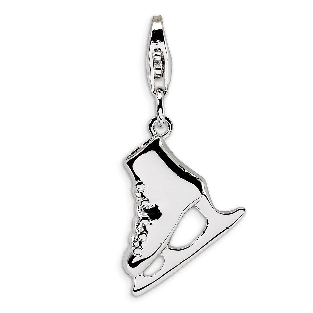 3D Ice Skate with Charm Sterling Silver QCC315