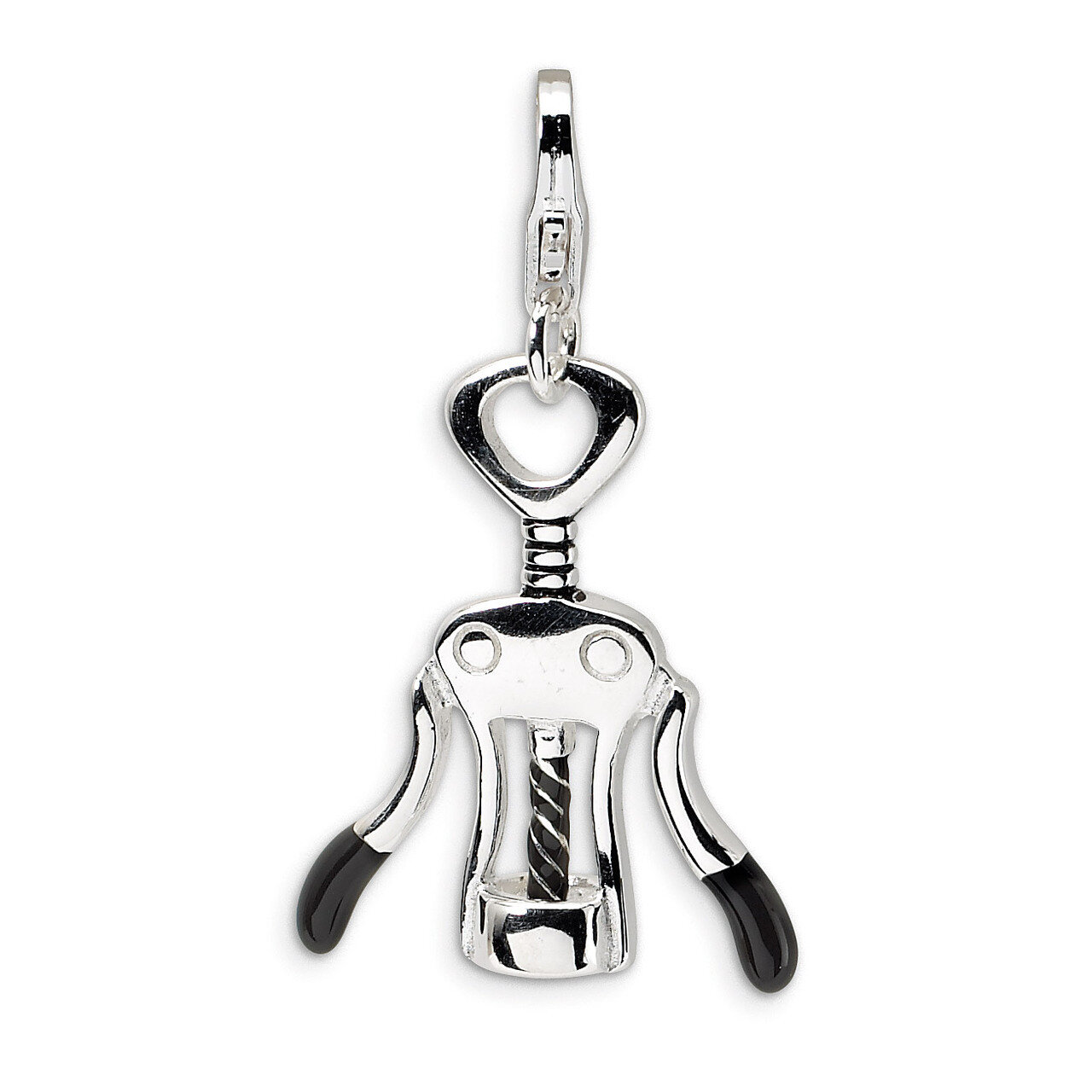 Cork Screw Charm Sterling Silver Enameled QCC347 by Amore La Vita, MPN: QCC347, 883957333045