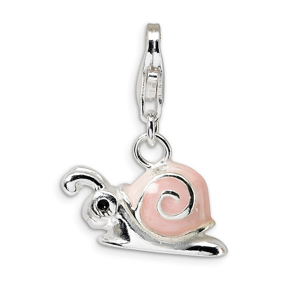 Pink Snail Charm Sterling Silver Enamel QCC372