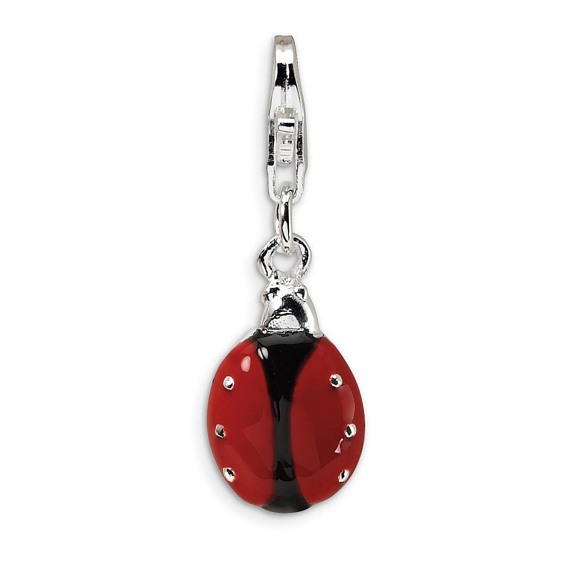 3-D Enameled Lady Bug Charm Sterling Silver QCC373