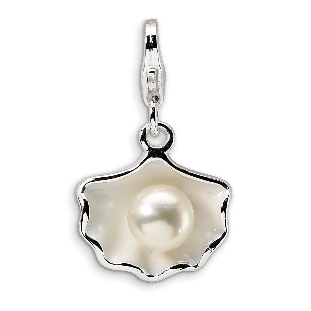 Shell Fresh Water Cultured Pearl Charm Sterling Silver Enameled QCC421