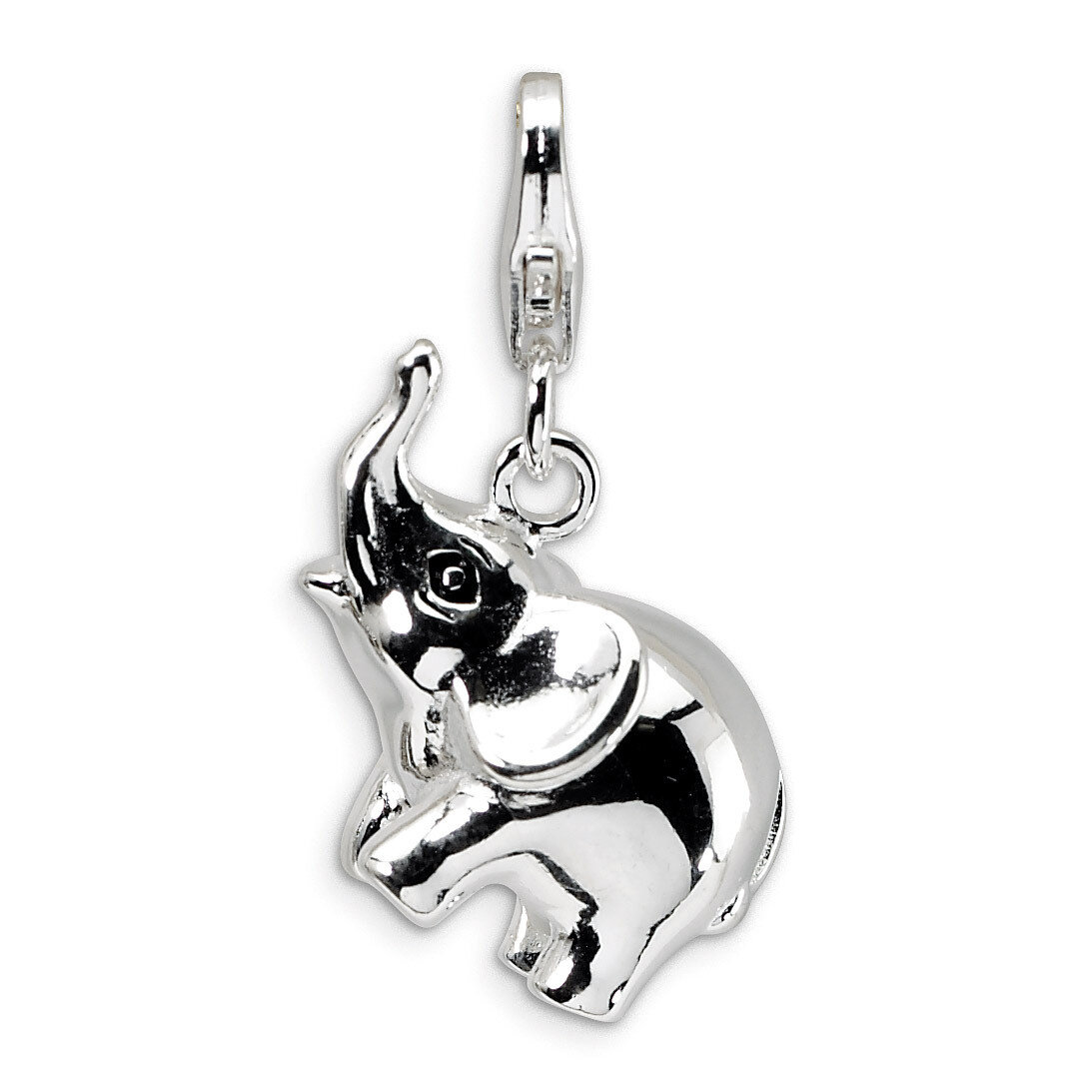 3-D Enameled Elephant Charm Sterling Silver QCC451