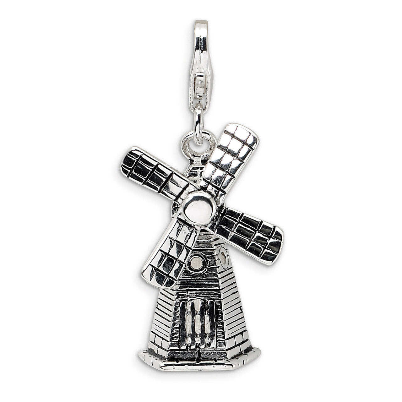 3-D Moveable Windmill Charm Sterling Silver QCC457 by Amore La Vita, MPN: QCC457, 883957334141