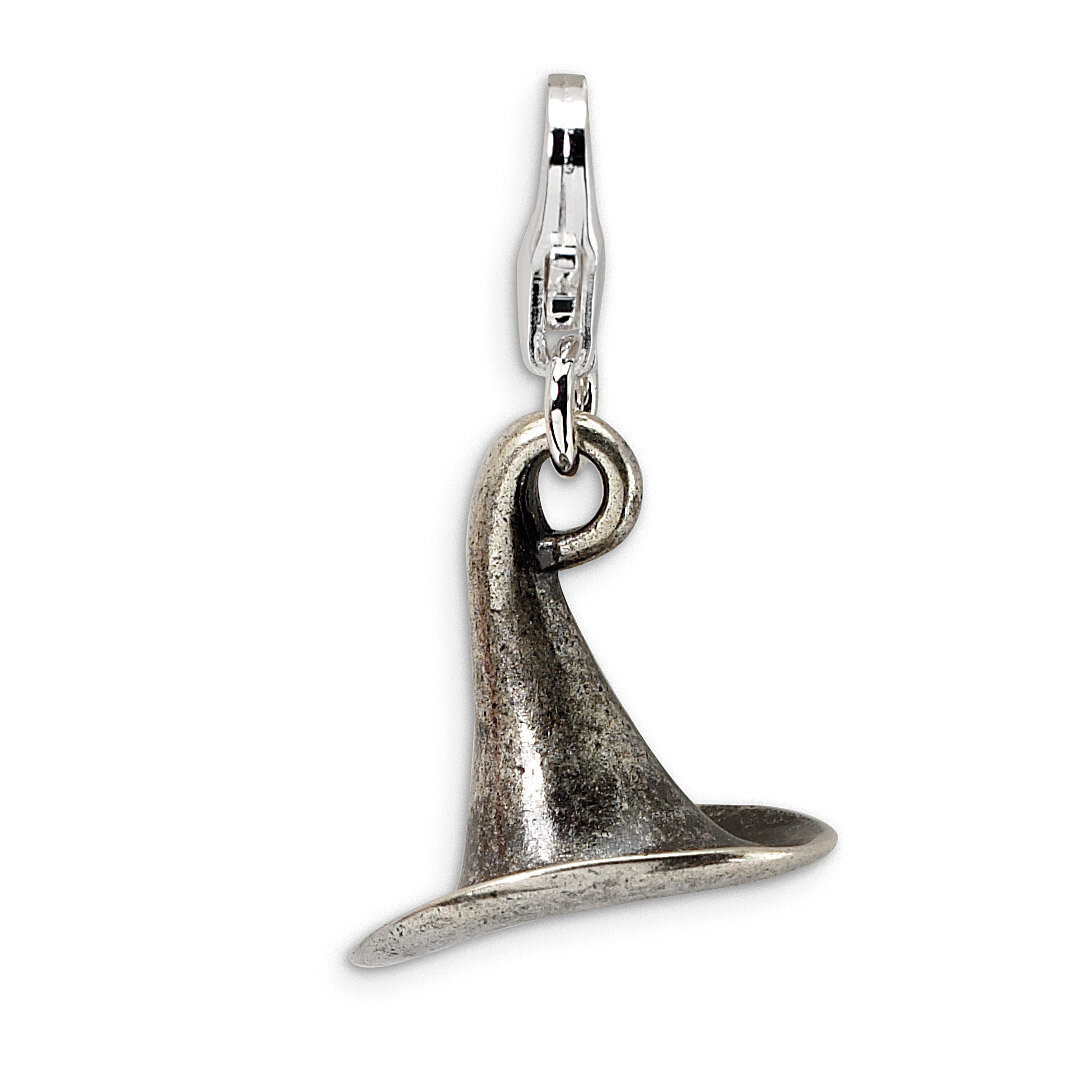 3-D Antiqued Witches Hat Charm Sterling Silver QCC469 by Amore La Vita, MPN: QCC469, 883957334264