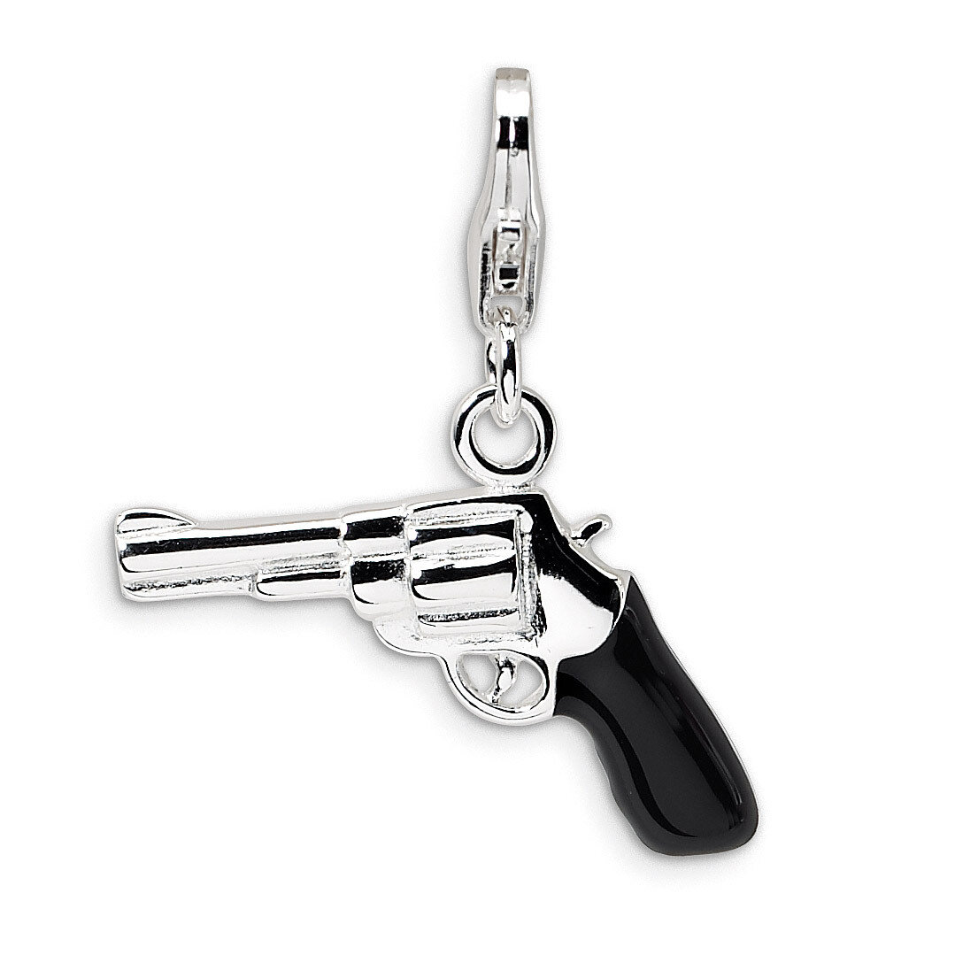 3-D Enameled Pistol Charm Sterling Silver QCC472