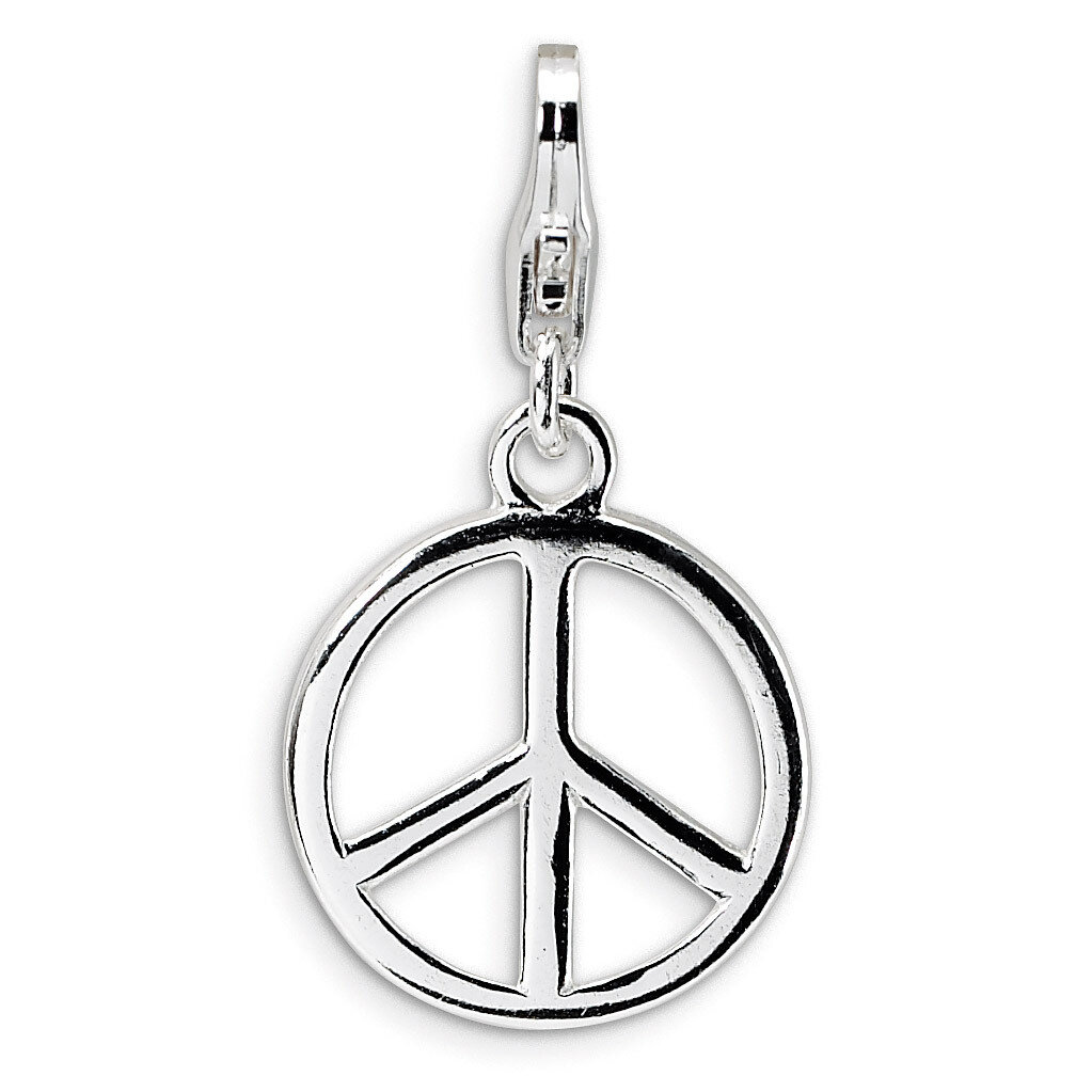 Small Polished Peace Sign Charm Sterling Silver QCC478 by Amore La Vita, MPN: QCC478, 883957334356