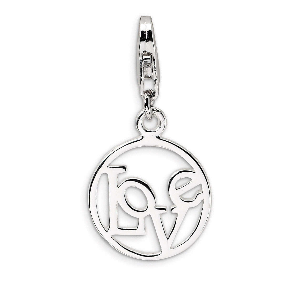 Polished Love in Circle Charm Sterling Silver QCC480