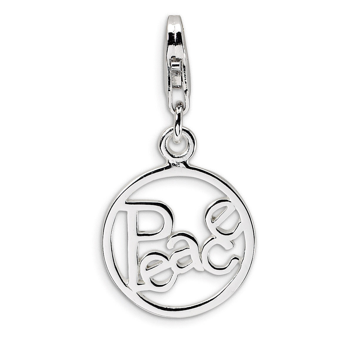 Polished Peace in Circle Charm Sterling Silver QCC482