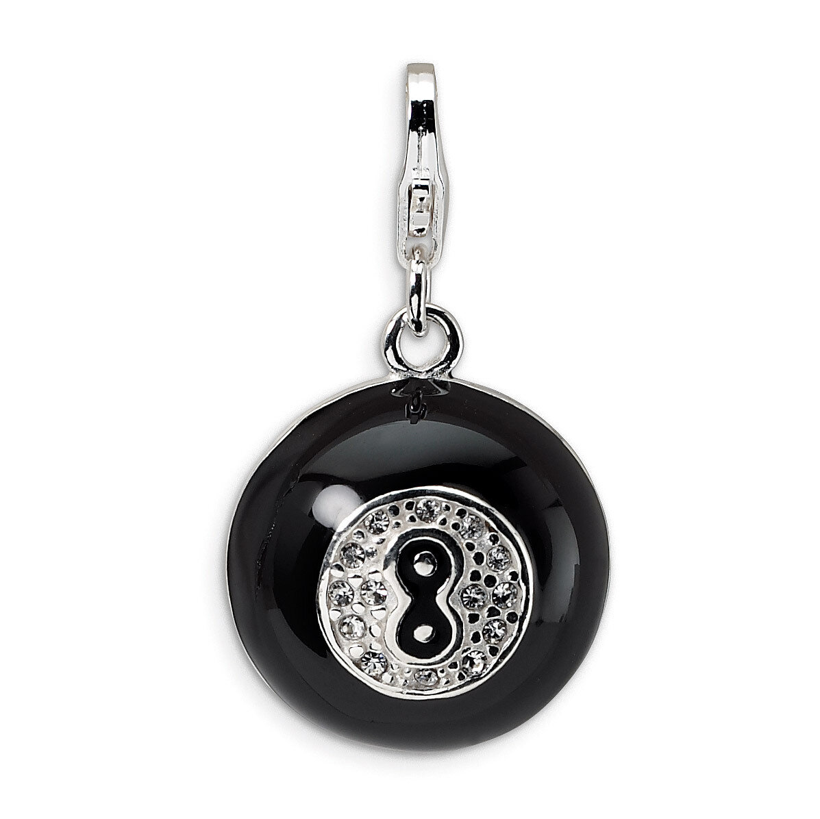 3-D Swarovski Element Magic 8 Ball Charm Sterling Silver QCC489 by Amore La Vita, MPN: QCC489, 8839…