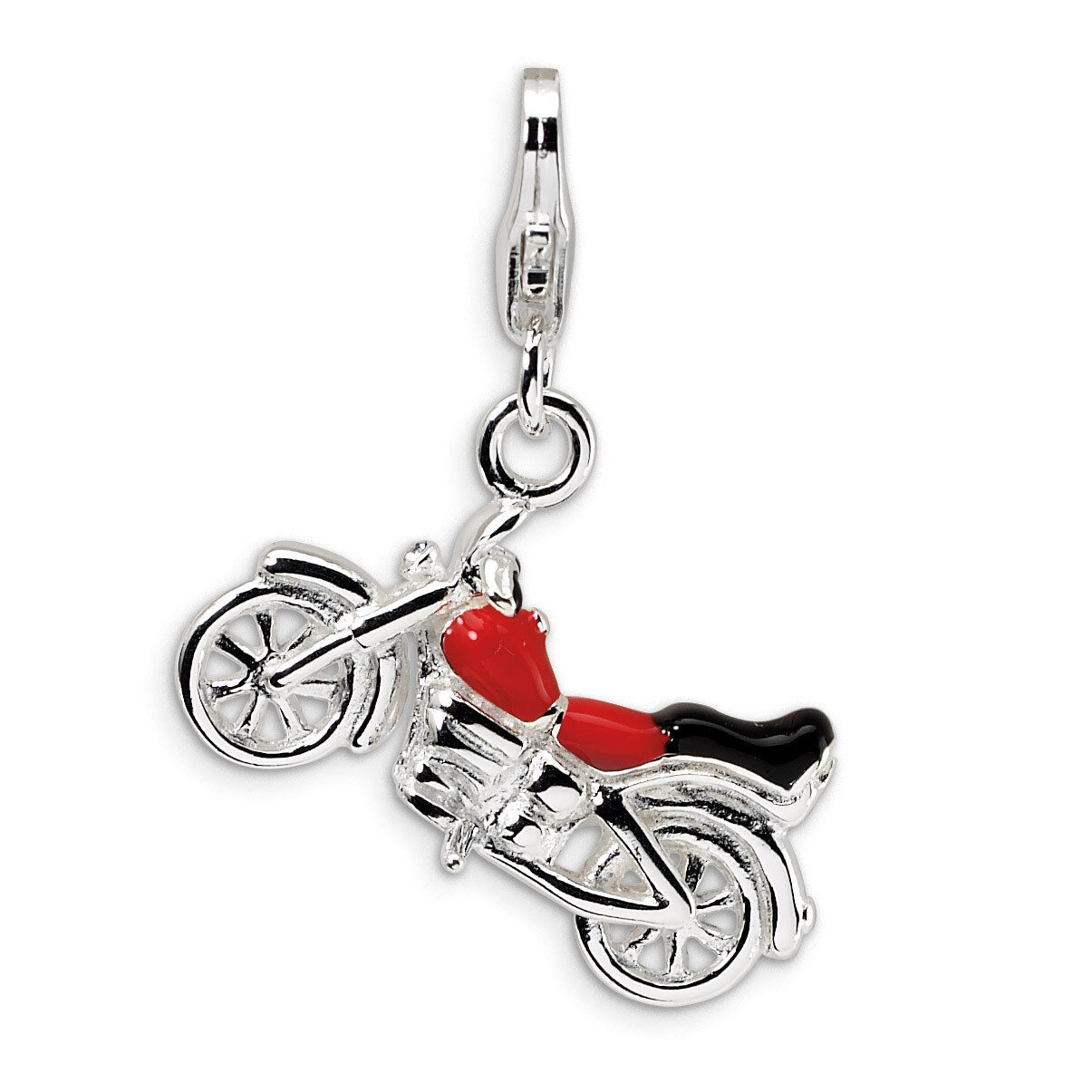 3-D Enameled Motorcycle Charm Sterling Silver QCC494 by Amore La Vita, MPN: QCC494, 883957334516