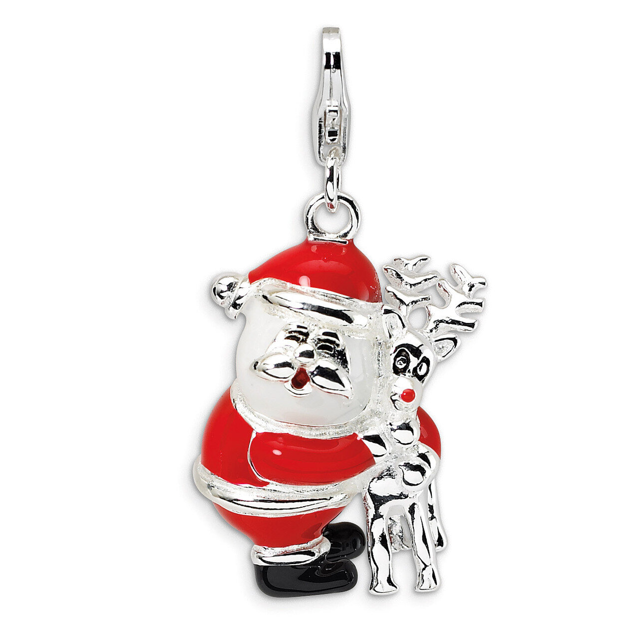 3-D Enameled Santa and Reindeer Charm Sterling Silver QCC532 by Amore La Vita, MPN: QCC532, 8839573…