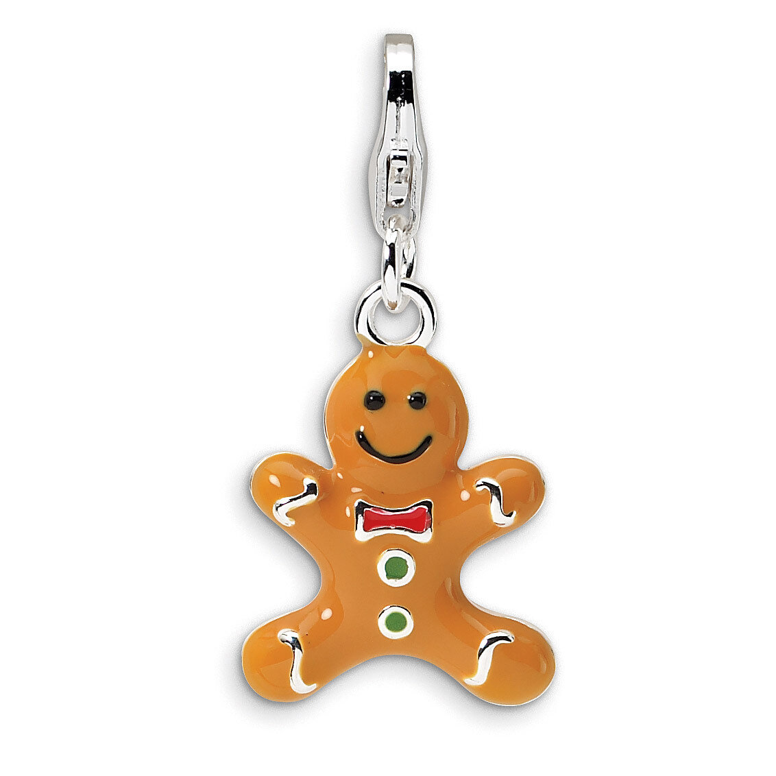 3-D Enameled Gingerbread Cookie Charm Sterling Silver QCC538