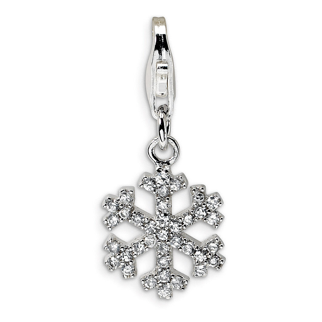 Snowflake Charm Sterling Silver Synthetic Diamond QCC540