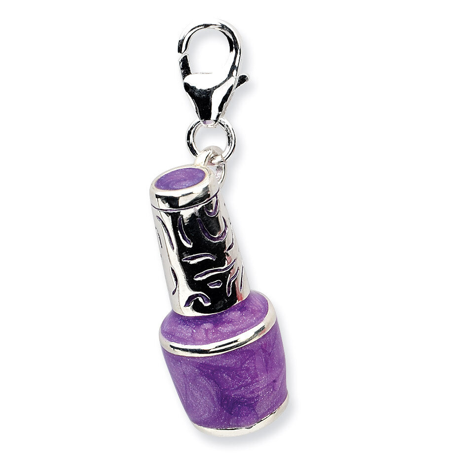 3-D Enameled Purple Nailpolish BottleCharm Sterling Silver QCC558 by Amore La Vita, MPN: QCC558, 88…