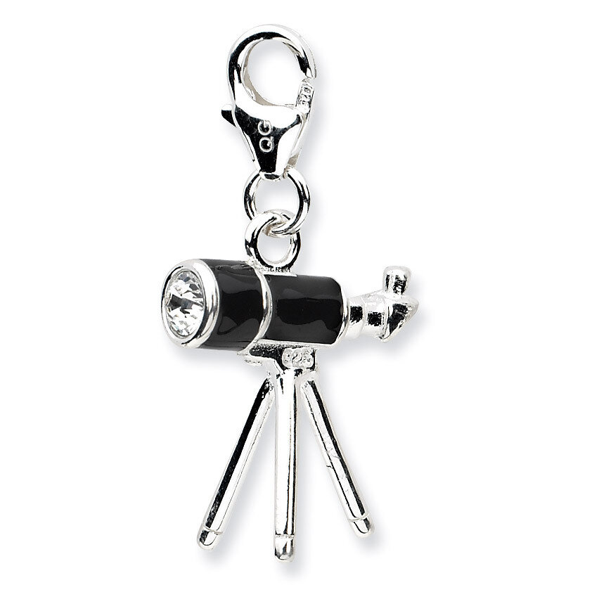 3-D Enameled TelescopeCharm Sterling Silver QCC561
