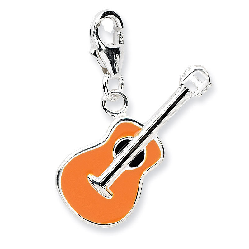 3-D Enameled Guitar Charm Sterling Silver QCC567 by Amore La Vita, MPN: QCC567, 883957335162