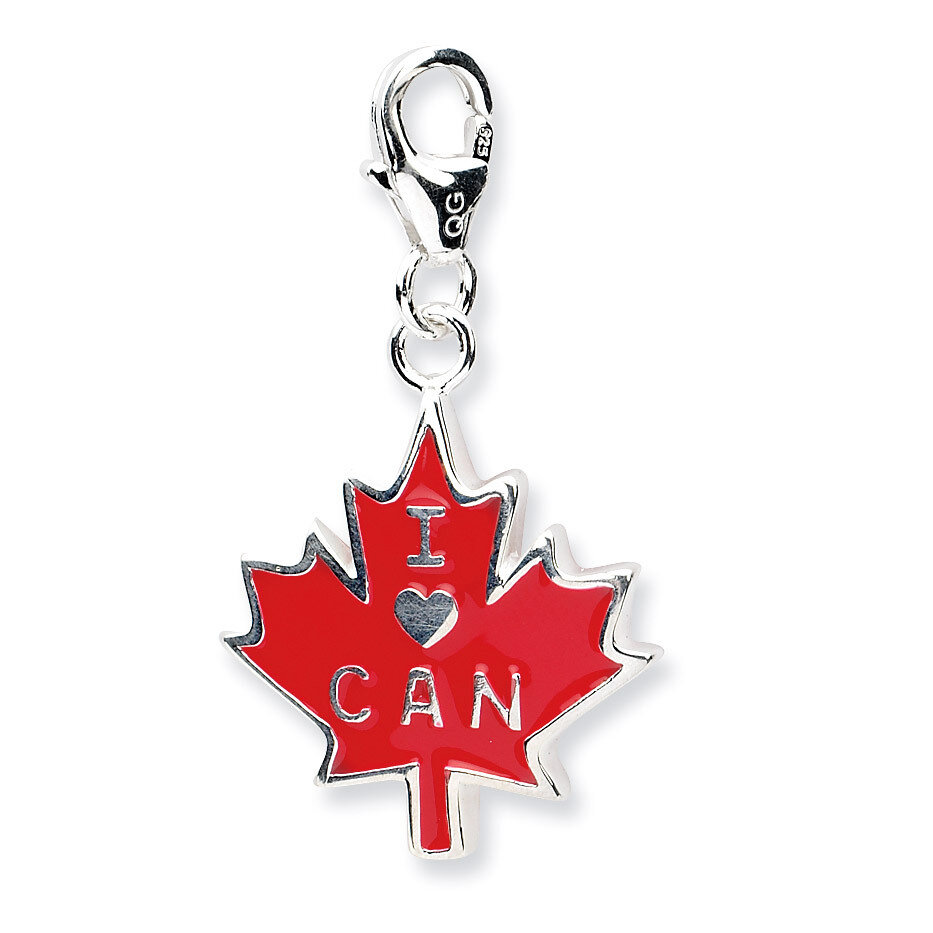 3-D Enameled I Love CAN Maple LeafCharm Sterling Silver QCC570 by Amore La Vita, MPN: QCC570, 88395…