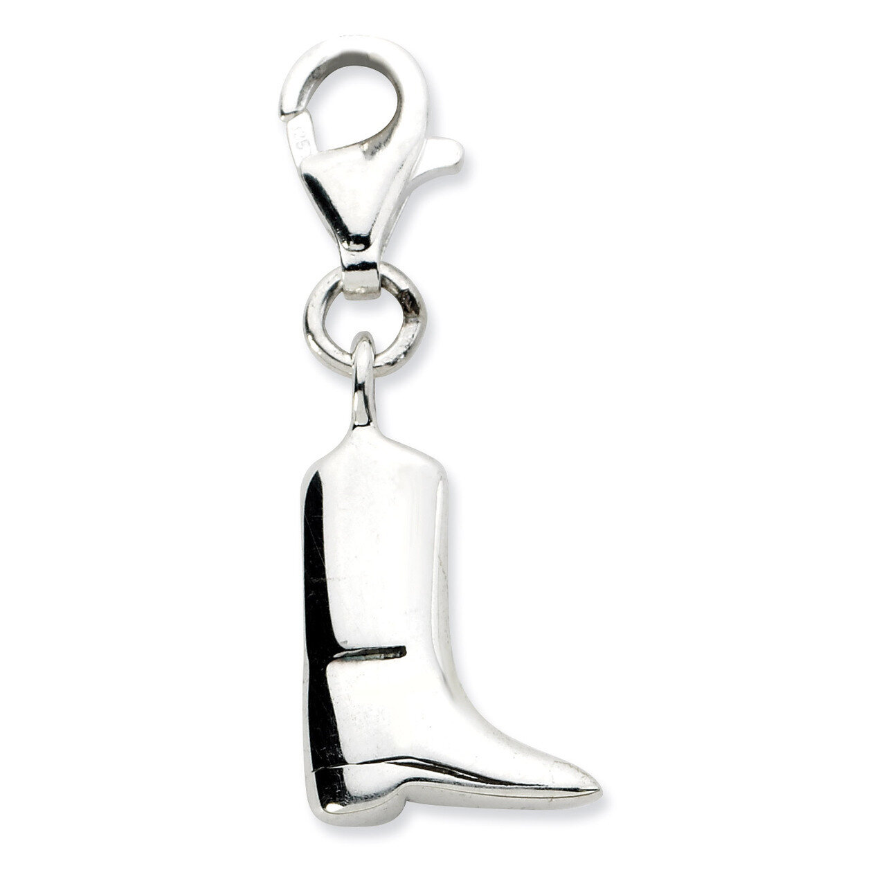 Polished Boot Charm Sterling Silver Click-on QCC595 by Amore La Vita, MPN: QCC595, 886774073859