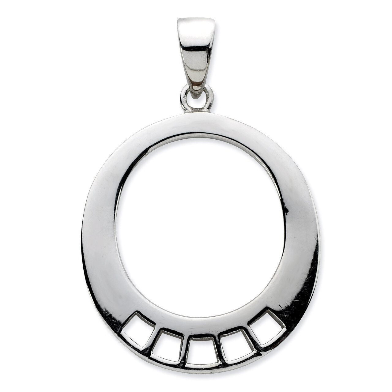 Oval Shaped Charm Carrier Pendant Sterling Silver QCC625
