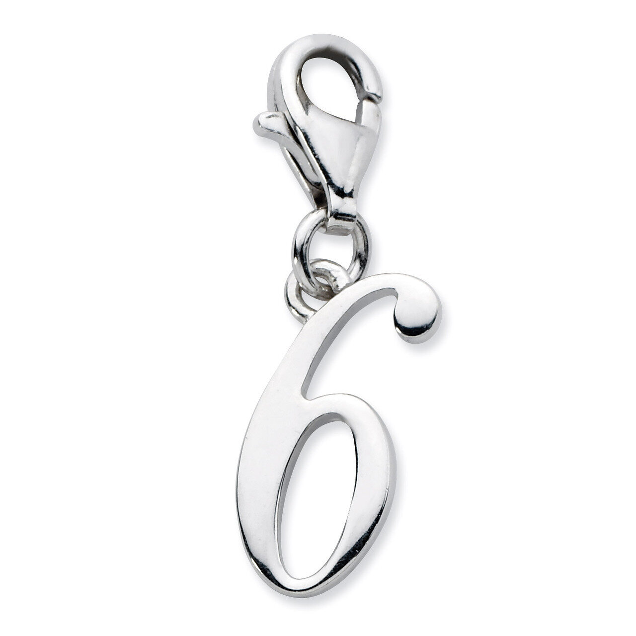 Number 6 Charm Sterling Silver QCC626N6