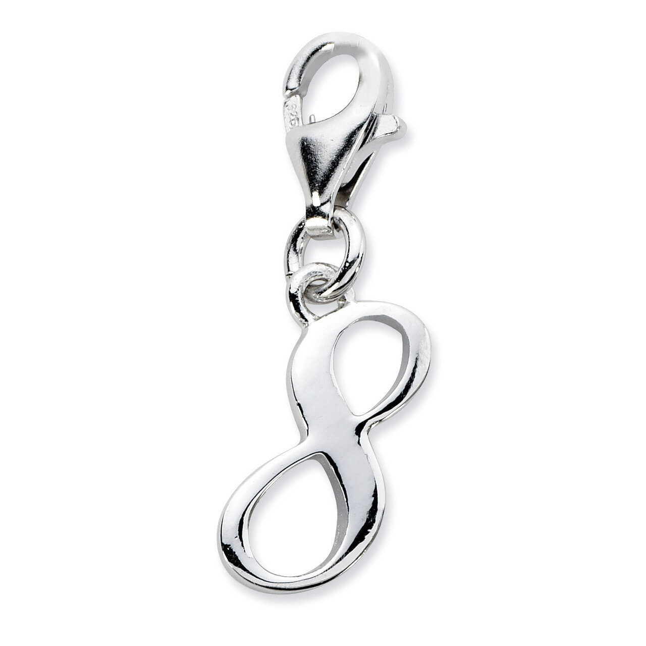Number 8 Charm Sterling Silver QCC626N8 by Amore La Vita, MPN: QCC626N8, 886774074221