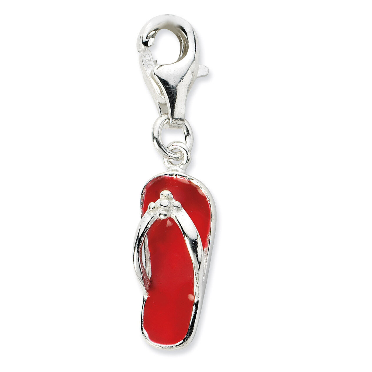 Red Enameled Sandal Charm Sterling Silver QCC650