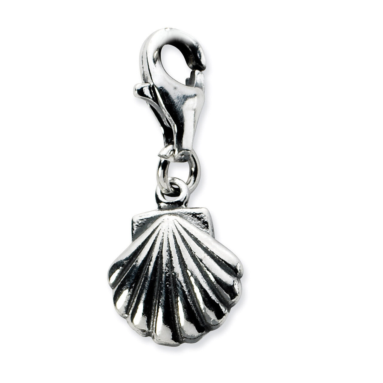 Antiqued Clam Shell Charm Sterling Silver QCC653