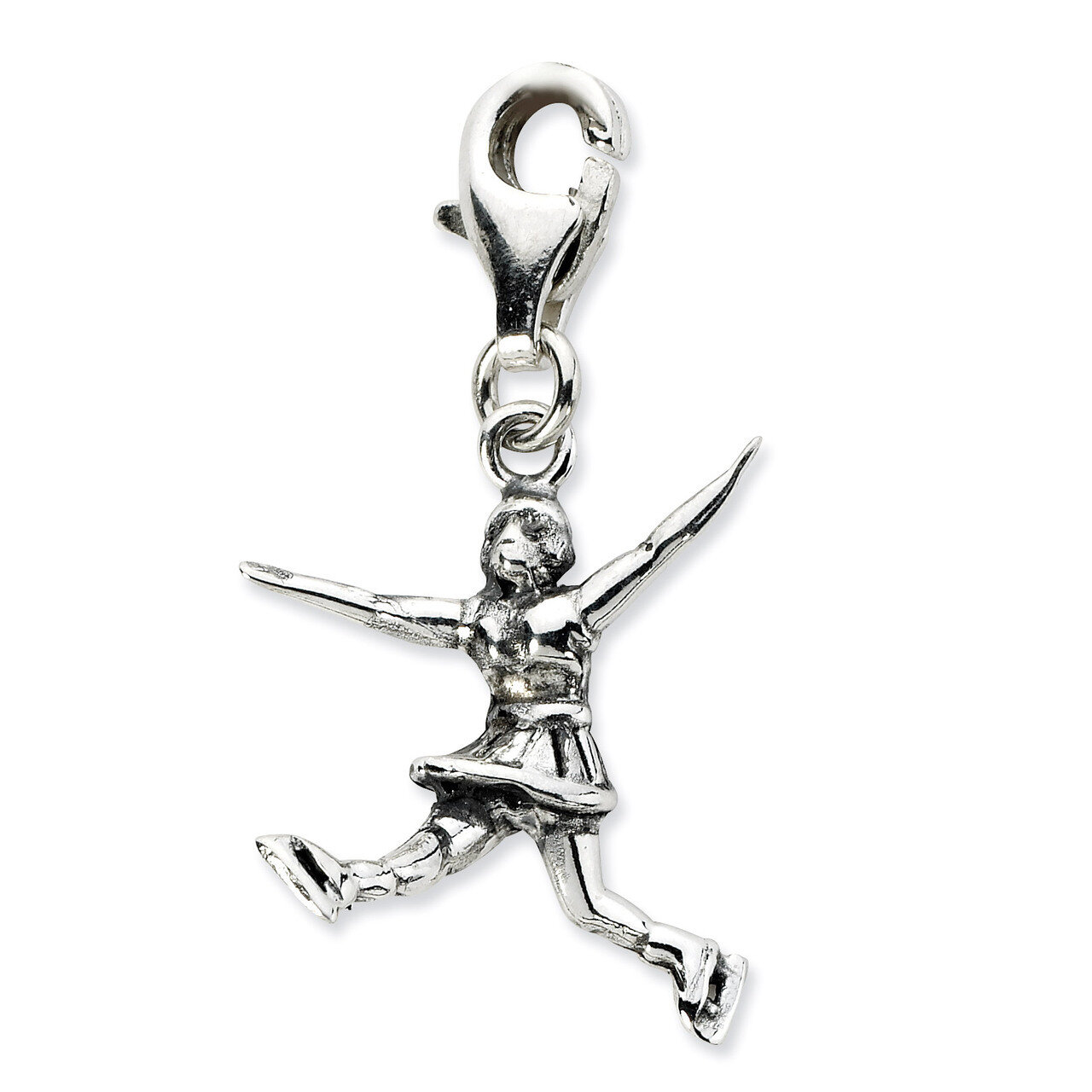 3.D Antiqued Figure Skater Charm Sterling Silver QCC656 by Amore La Vita, MPN: QCC656, 886774074368