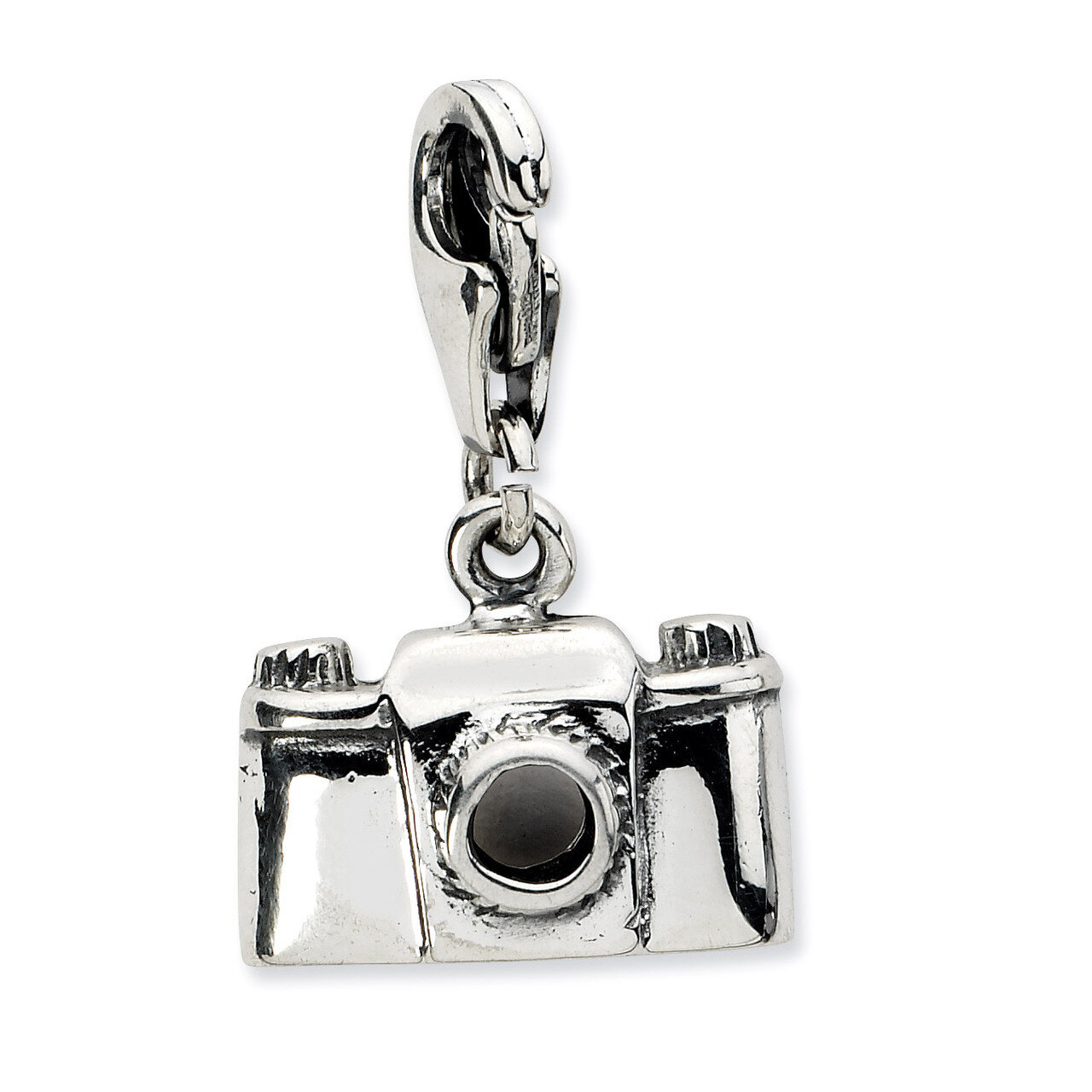 Antiqued Camera Charm Sterling Silver QCC671