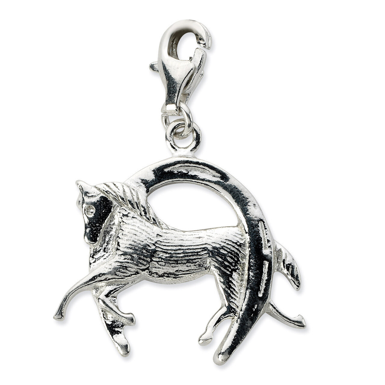 Horse and Shoe Charm Sterling Silver QCC674 by Amore La Vita, MPN: QCC674, 886774074535