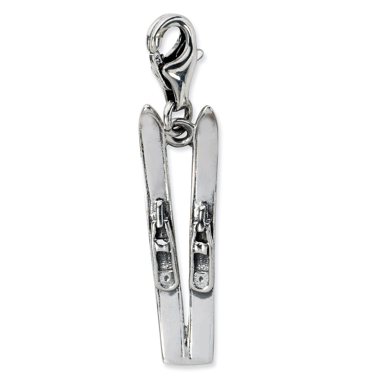 Antiqued Skis Charm Sterling Silver QCC676