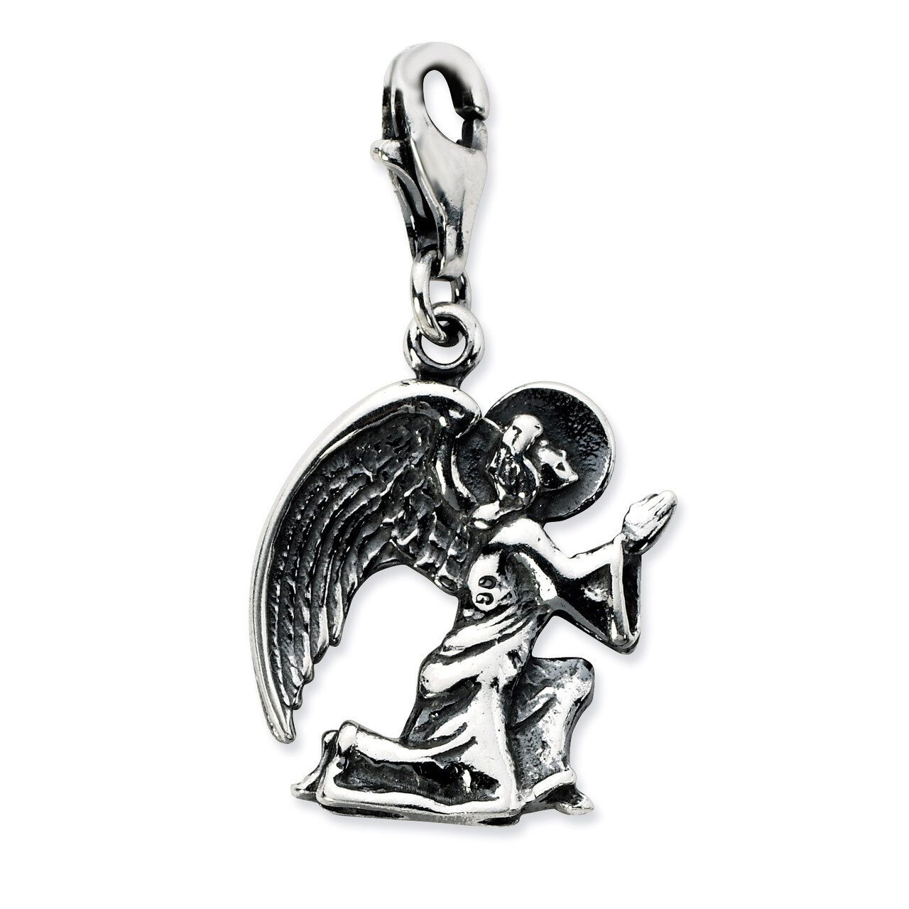 Antique Kneeling Angel Charm Sterling Silver QCC688 by Amore La Vita, MPN: QCC688, 886774074672