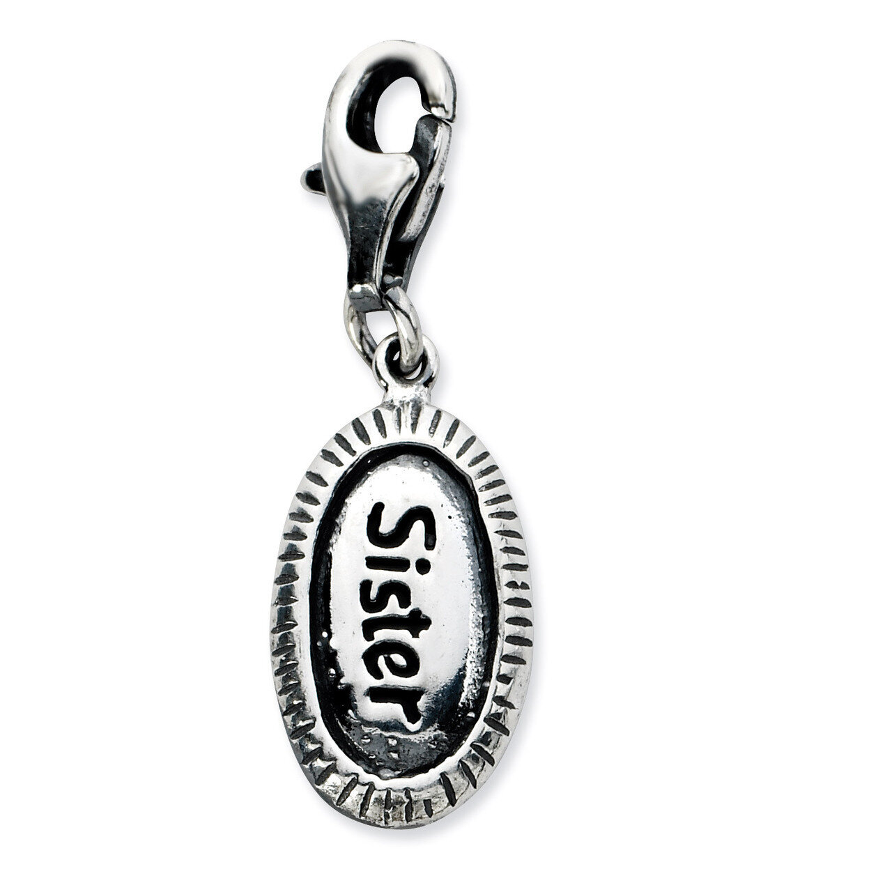 Antiqued SISTER Charm Sterling Silver QCC693