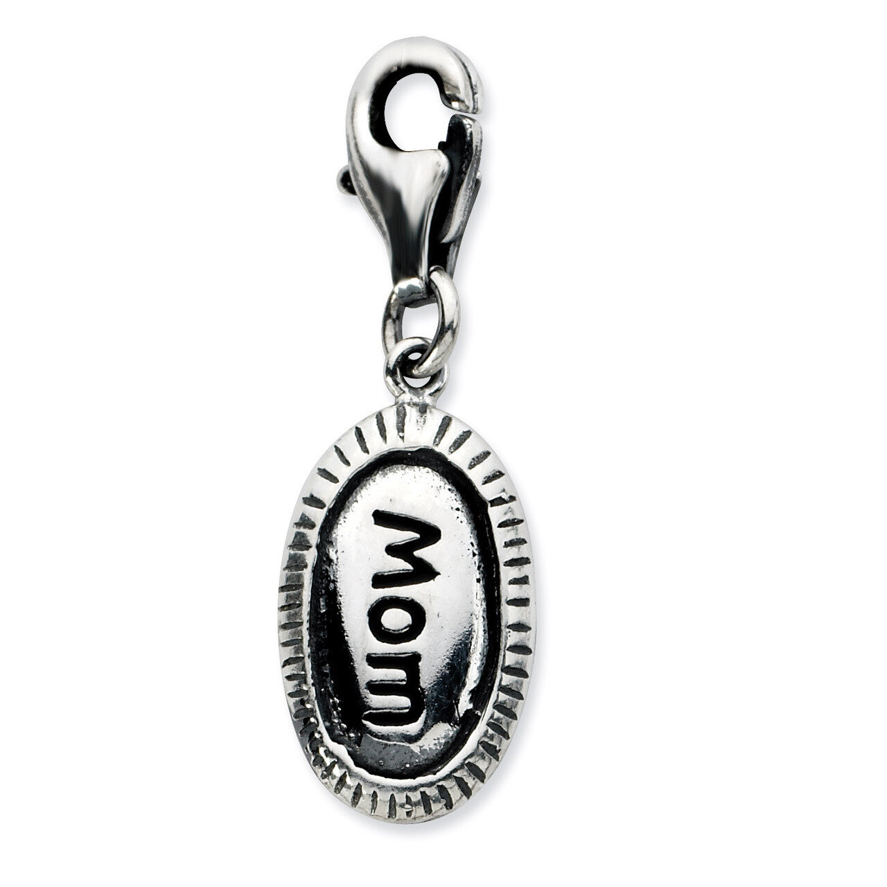 Antiqued MOM Charm Sterling Silver QCC699 by Amore La Vita, MPN: QCC699, 886774074788