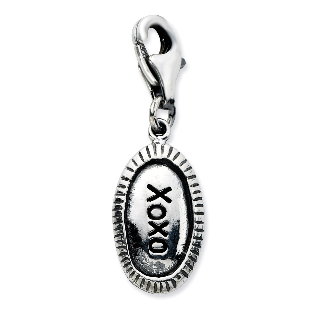 Antiqued XOXO Charm Sterling Silver QCC701 by Amore La Vita, MPN: QCC701, 886774074801
