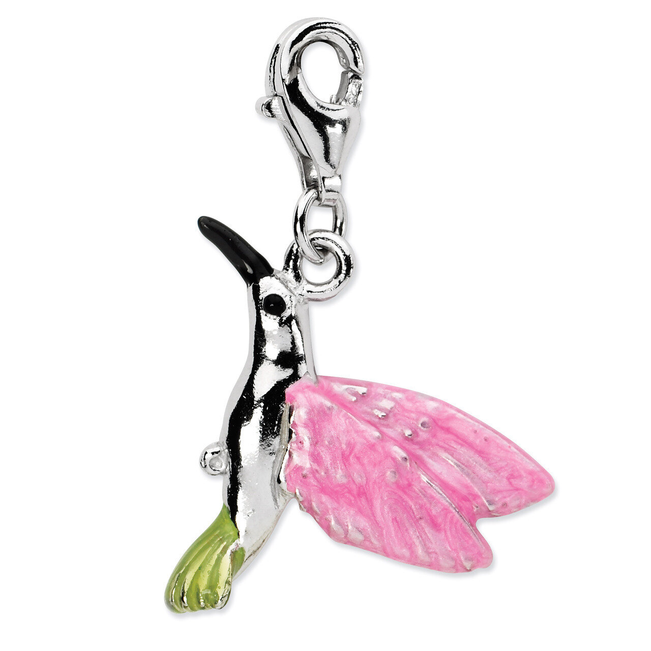 Hummingbird Charm Sterling Silver Enamel QCC706