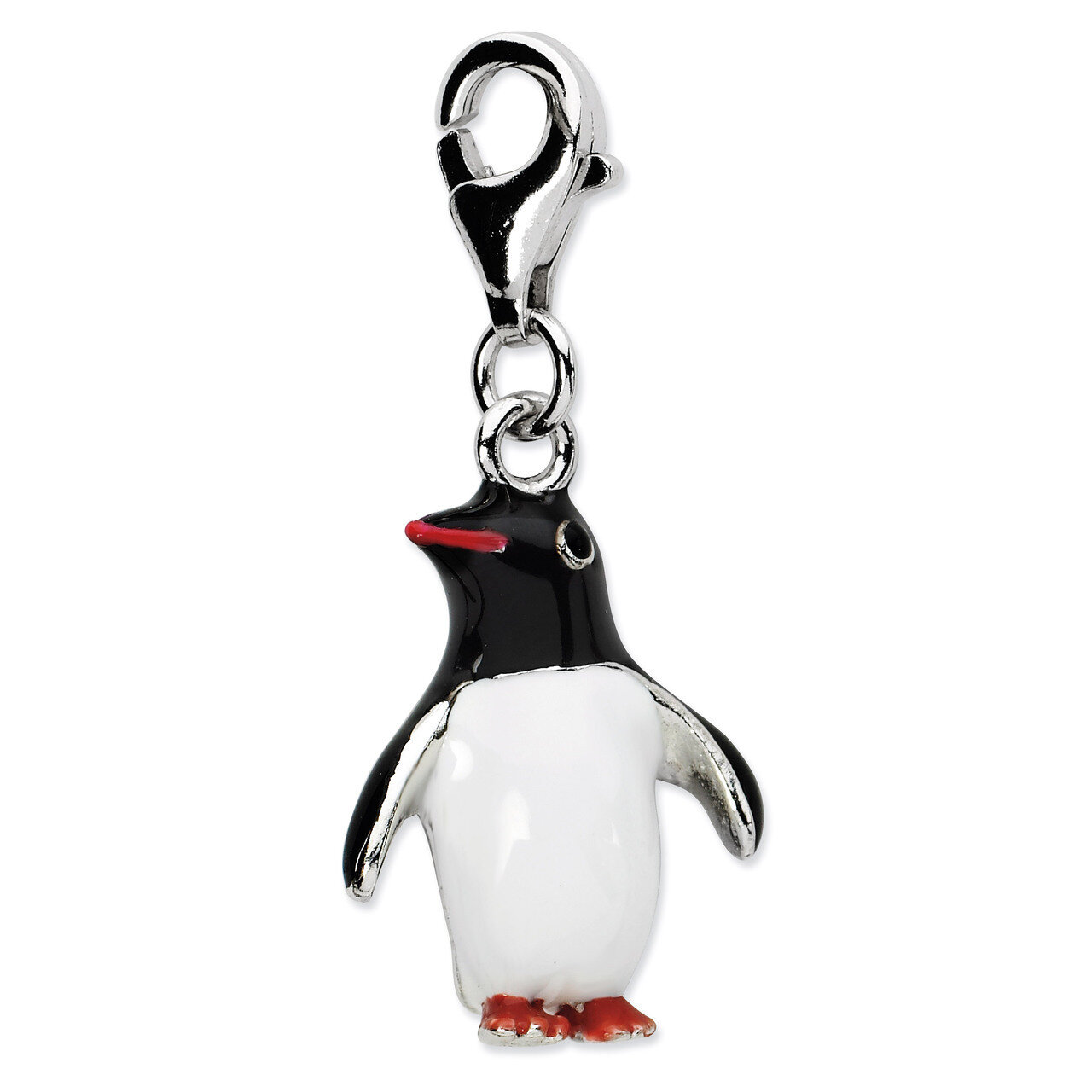Penguin Charm Sterling Silver Enamel QCC709 by Amore La Vita, MPN: QCC709, 886774074887