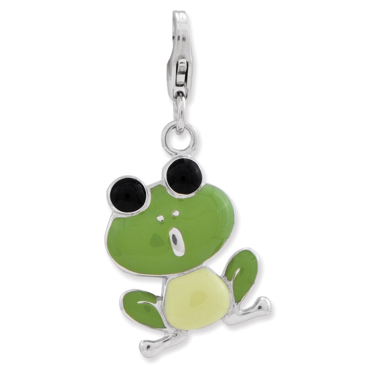 3-D Frog Charm Sterling Silver Enameled QCC716