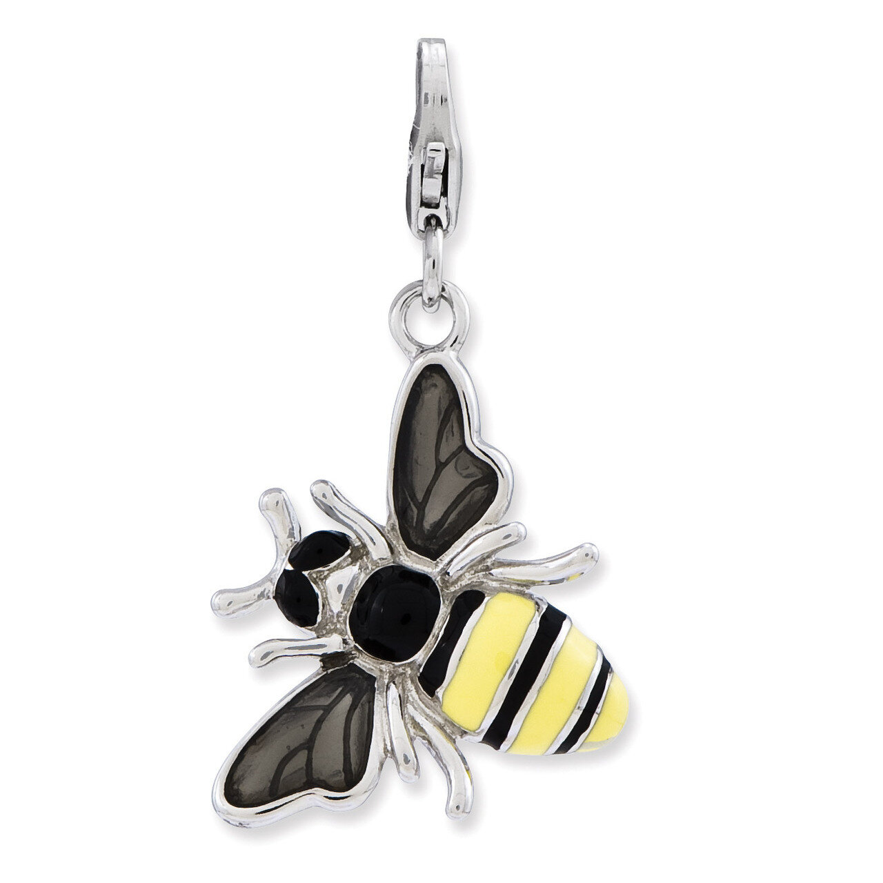 3-D Yellow Jacket Charm Sterling Silver Enameled QCC723