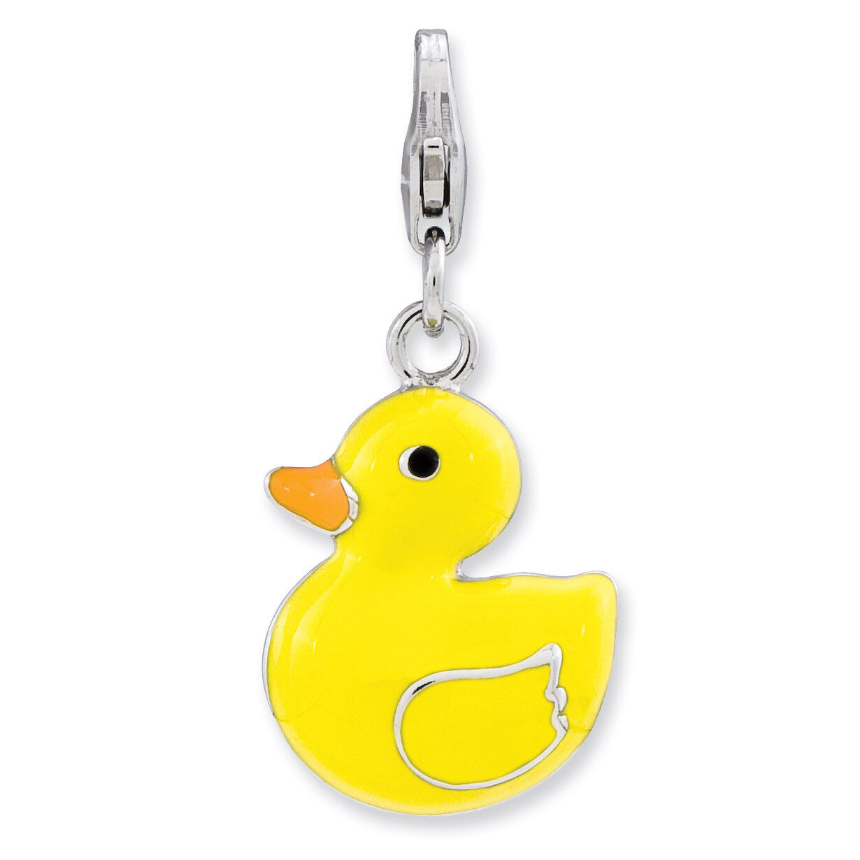 3-D Duck Charm Sterling Silver Enameled QCC726