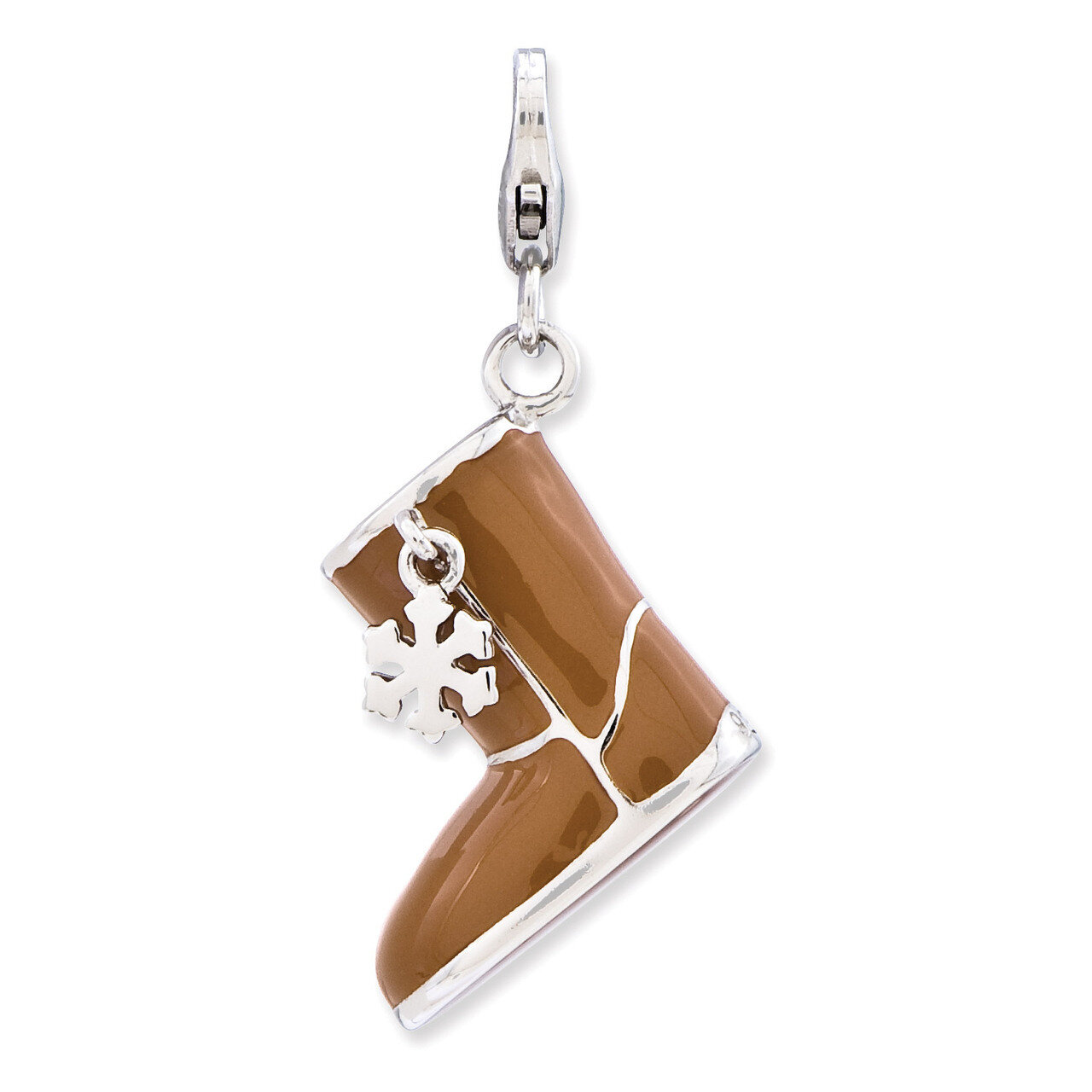 3-D Snow Boot Charm Sterling Silver Enameled QCC752 by Amore La Vita, MPN: QCC752, 886774234861