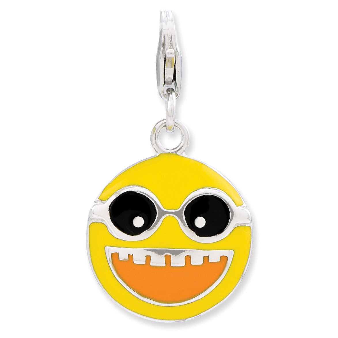 Happy Face Charm Sterling Silver Enameled QCC768 by Amore La Vita, MPN: QCC768, 886774235011