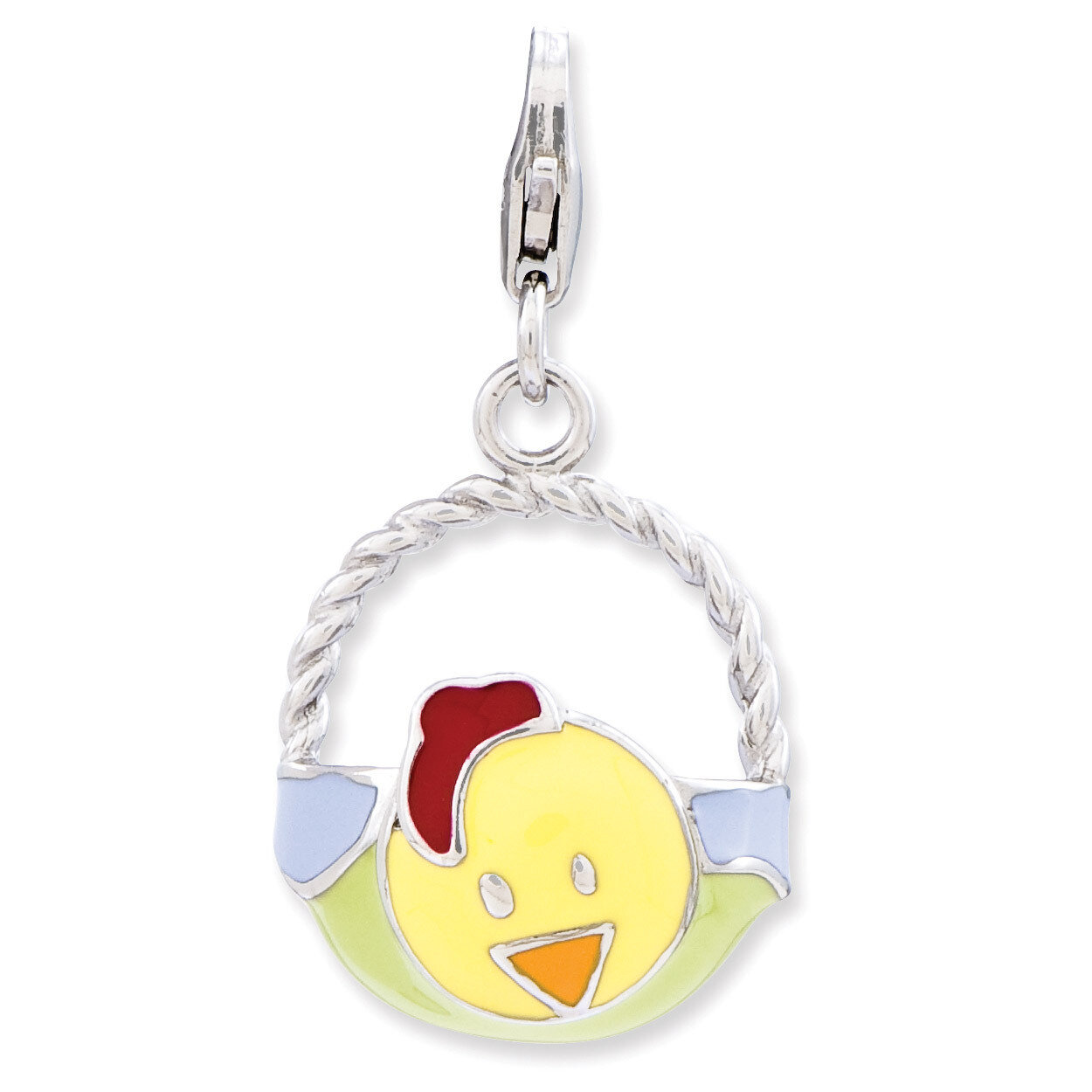 3-D Baby Hen Basket Charm Sterling Silver Enameled QCC771 by Amore La Vita, MPN: QCC771, 8867742350…