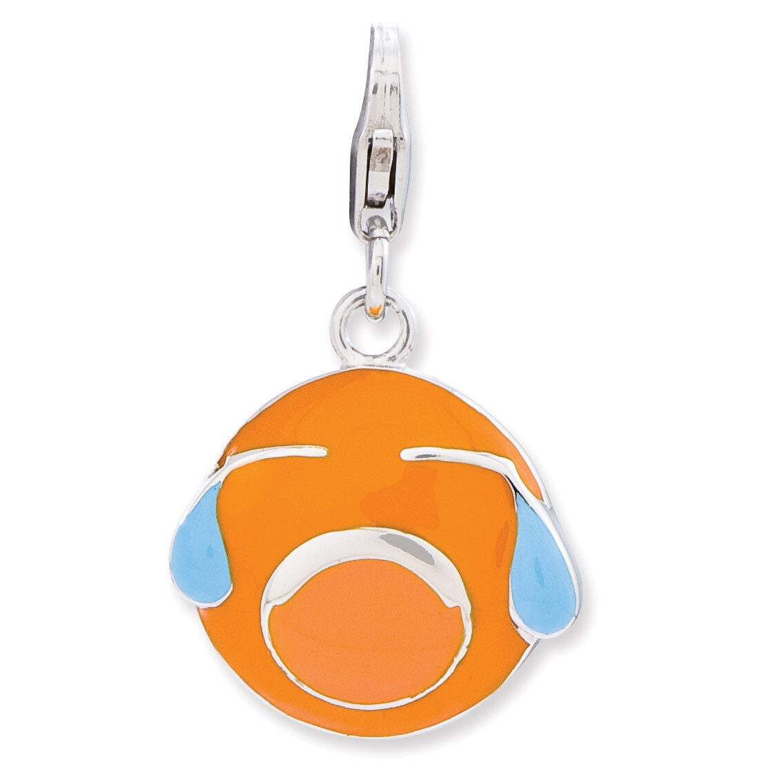 3-D Crying Face Charm Sterling Silver Enameled QCC775 by Amore La Vita, MPN: QCC775, 886774235080